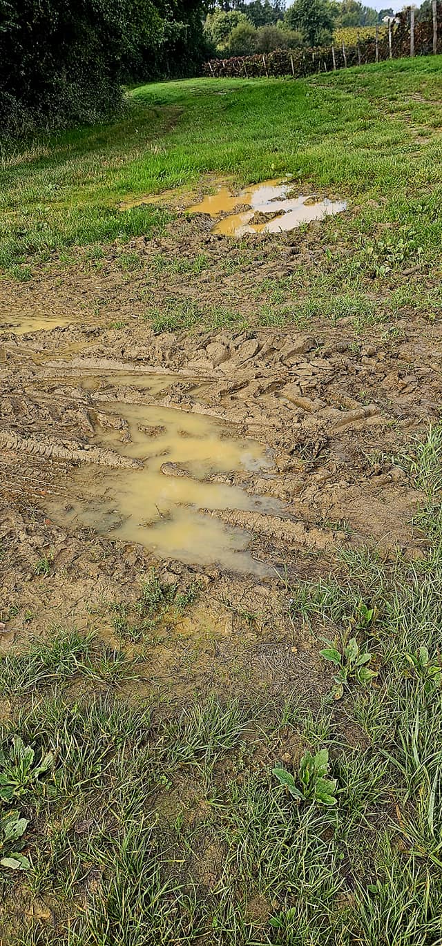 modderig pad op de via podiensis